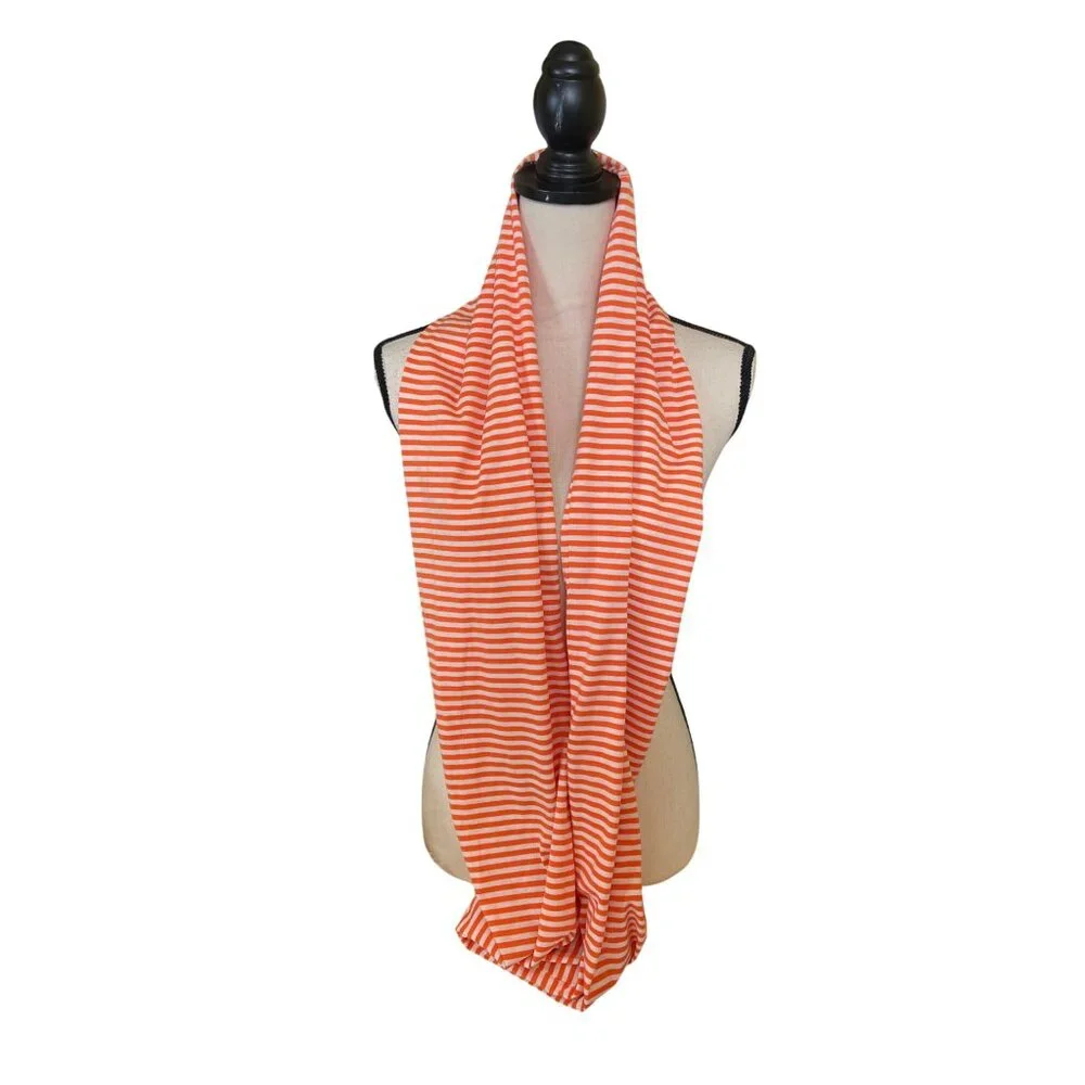 Veond Orange White Striped Infinity Scarf Soft Spring Classicore Cottagecore_3